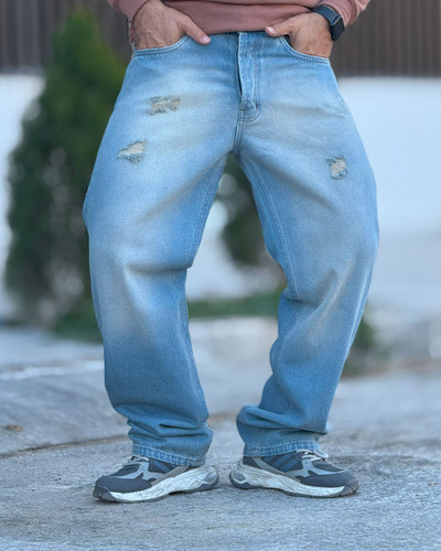 شلوار جین نیم بگ زاپدار