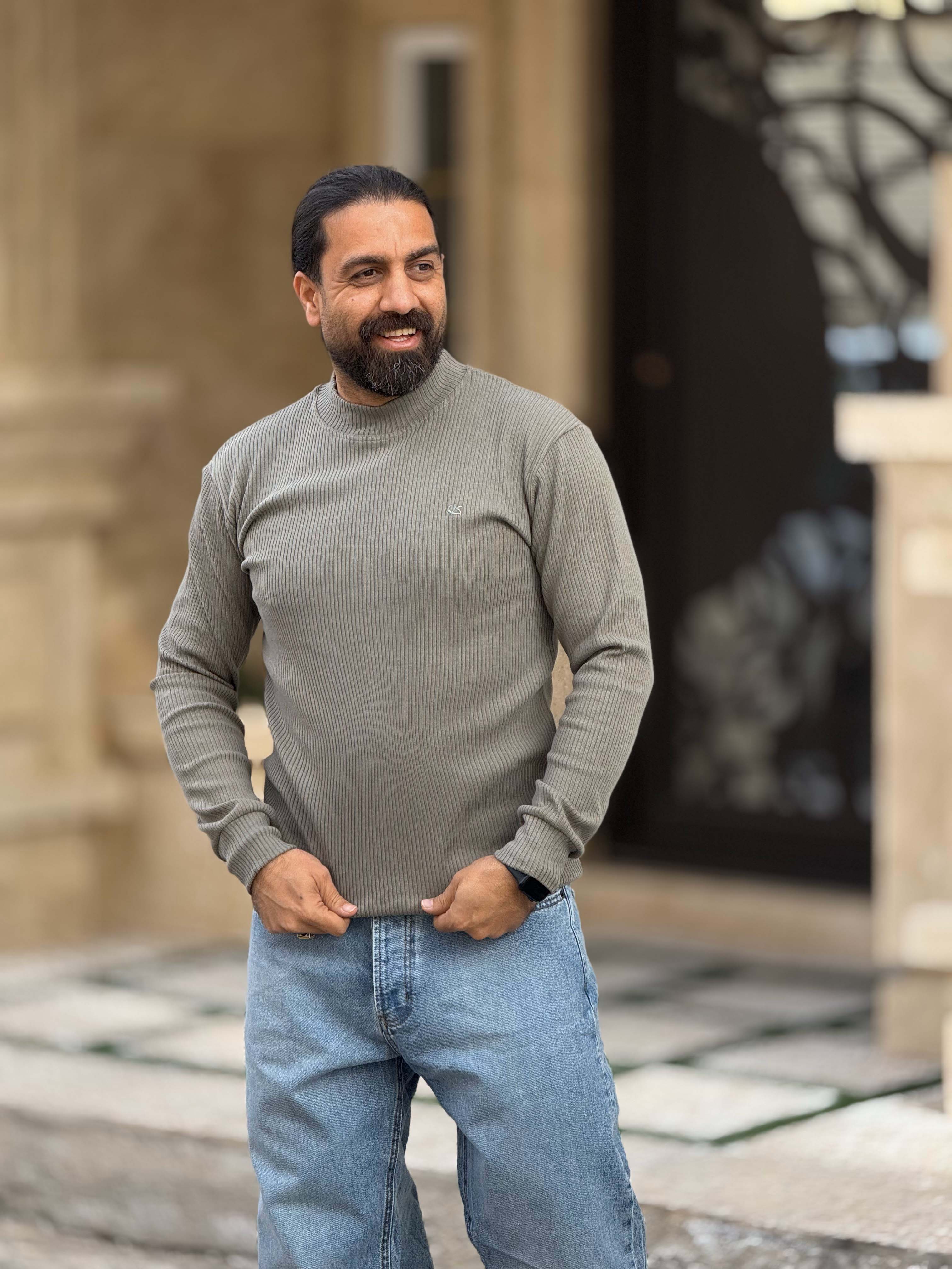 تیشرت کبریتی مردانه آستین بلند یقه ۵ سانتی بهاره  ام شاپیا